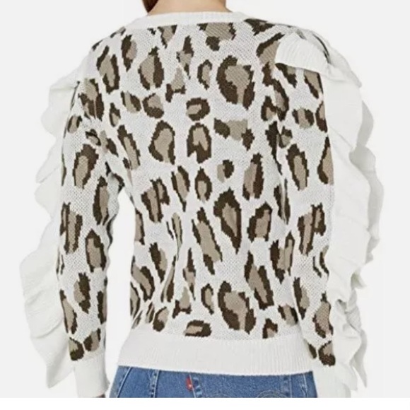 EUC Chaser Ruffle Sleeve Leopard Print Sweater Size XS - Picture 4 of 10